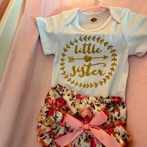 Little Sister Onesie and Ruffled Diaper Cover